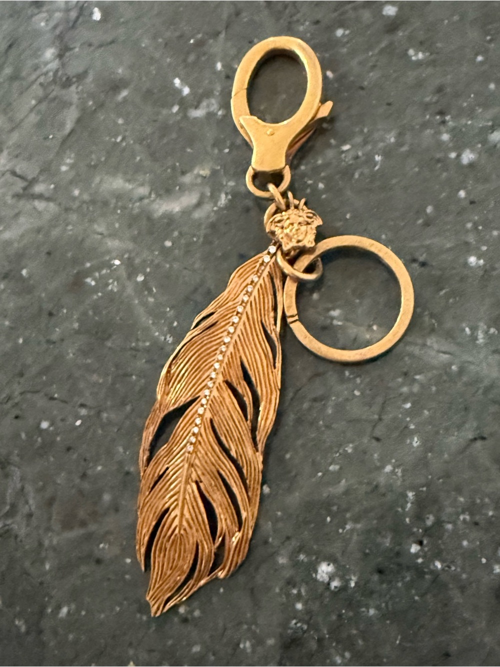 Versace Gold Feather Key & Card Holder Charm